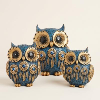 Premium handcrafted blue owl decorative showpiece set to enhance your home, office, or living room with elegant artisan craftsmanship.