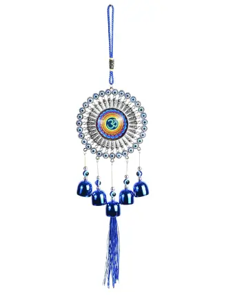 blue-evil-eye-om-metal-hanging-decor-with-bells-spiritual-wall-car-hanging-for-protection-positivity-blue--12-x-6-inches-0