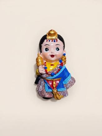 Traditional Tibetan Girl Ceramic Fridge Magnet